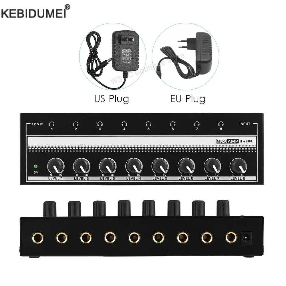 HA800 Kopfhörerverstärker, 8-Kanal-Ultrakompakter Stereo-Audioverstärker, Kopfhörerverstärker für die Aufnahme von Musikmixer Image