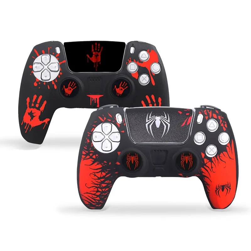 Weiche Silikonhülle für PS5 Game Controller Schutzhülle Spider Gamepad Touchpad Aufkleber Thumb-Stick Grip Cap Zubehör Image