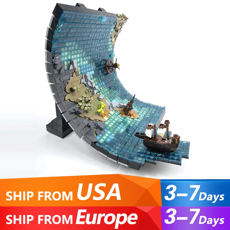 1234PCS MOC Insel Scroll Bausteine Kit Medieval Rolling Sea Oberfläche Modell Ziegel Montage Spielzeug Kinder Erziehen Geschenke Image