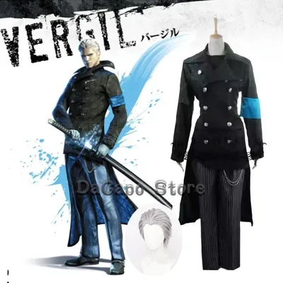 Anime Spiel DMC Vergil Cosplay Kostüm Perücke Halloween Cosplay Devil Hunter May Cry Männer Roleplay Image