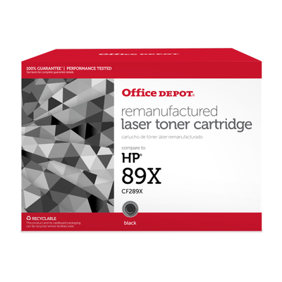 Office Depot 89X Remanufactured Black Toner Cartridge Replacement (Reused Oem Chip) For Hp 89X (Cf289X)