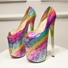 Mode Sexy High Heels Fetisch Schuhe Frau 22 cm Peep Toe Pumps Mit Hohen Absätzen Frauen Plattform Party Stripper Schuhe Große Größe