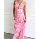 Per donna Abito Lungo Maxi Abito Vestito Casual Abito Estivo Abito Boho Abito Stampato Moda All'aperto Feste Ferie Vestibilità regolare Floreale Senza Maniche Scollo a V profondo Giallo Rosa Rosso