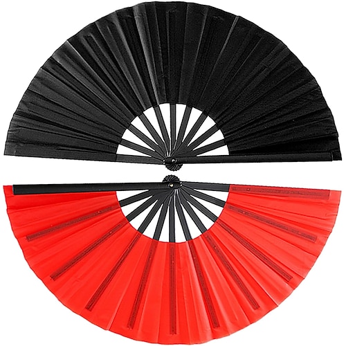 Ventaglio pieghevole da 2 pezzi con stivali da terra, grande ventaglio da mano cinese giapponese per kung fu, tai chi, popping clack rave, per balli di gruppo