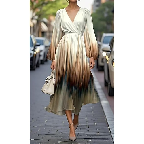 Per donna Abito maxi Abito Pieghettato Abito aderente Abito aderente e svasato Compleanno Casual Formale Ufficio Data Vestibilità regolare Floreale Grafico Senza Maniche Scollo a V blu navy Champagne