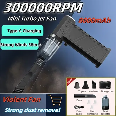 Turbo Fan Upgrade New X9 Rechargeable Blower 300000RPM Brushless Air Blower Turbo Jet Fan Portable Dust Blower Electric Dryer