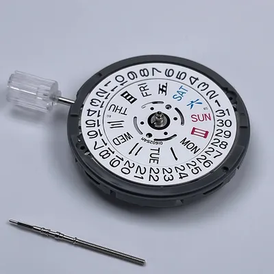 Japan Genuine White Calendar NH36 24 Jewels Automatic Movement Crown at 3.0 NH36 Movement Watch Parts Stem Set Skx007 Mod