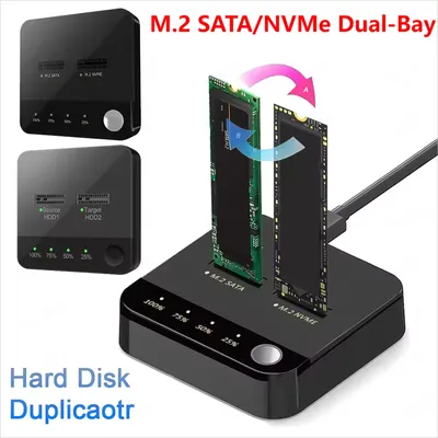 Dual-Bay M.2 NVME Clone Docking Station 20Gbps M.2 SATA/NVMe SSD Clone Duplicator M2 Cloner Data