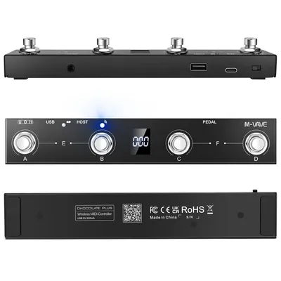 M-VAVE Chocolate Plus MIDI Controller Programmable 4 Buttons Footswitch Supports USB MIDI Foot