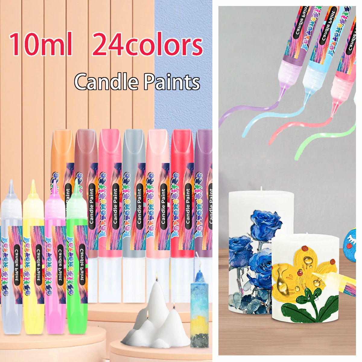 Surligneur de peintures à bougies, 24 couleurs, 10Ml, artisanat de bricolage, matériel peint, outils de coloration, marqueur Fluorescent, cadeaux pour enfants, fournitures d'art