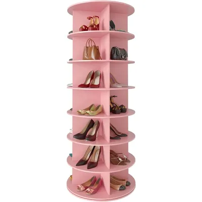 7 Tier Rotating Shoe Rack Tower, Revolving 360 Shoe Rack Storage Round Carousel