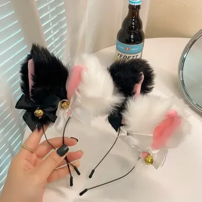 2pcs Cat Ear Bow Headband Necklace Claw Gloves Cosplay Plush Bell Hairband Women Girl Masquerade