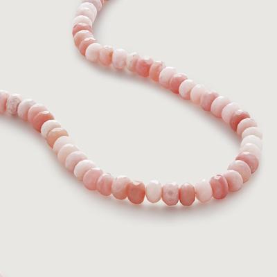 Gold Love Gemstone Beaded Necklace Pink Opal
