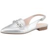 Slingpumps GABOR, Damen, Gr. 39, silber (silberfarben), Nappaleder, metallic, elegant, Schuhe, Blockabsatz, Abendschuh, Festtagsschuh in spitz zulaufender Form