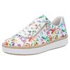 Plateausneaker RIEKER, Damen, Gr. 37, bunt (weiß multi), Lederimitat, geblümt, casual, Schuhe, Schnürschuh, Halbschuh, Sneaker mit seitlichem Reißverschluss