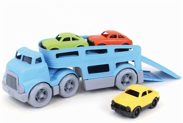 Green Toys 8601237 - Auto-Transporter mit 3 Autos, 5-teilig - Greentoys