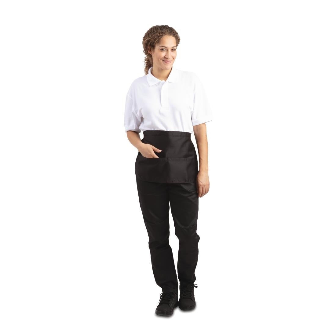 Whites Chefs Clothing Weiße schwarze Limonadenschürze mit Taschen Image