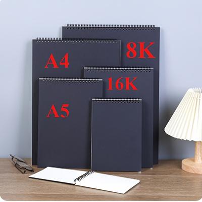 TEMU Premium Thickened Black Card Sketchbook - A4/a5/8k/16k Sizes, Each, Spiral-bound For Art, Drawing & Exam Papers, Rectangular Design With Lined Pages, Sketchbook For Drawing Image