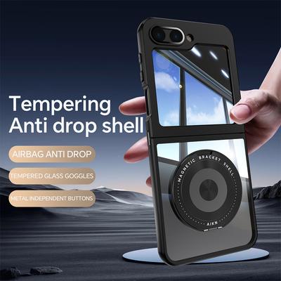 TEMU Light Luxury Transparent 360° Rotatable Ticking Relax Magnetic Holder Suitable Zflip6 Mobile Phone Case Folding Screen Zflip5 Folding Screen Creative Protective Case Image