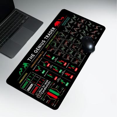 TEMU The Of Trading: Premium Stock & Chart Mouse Pad With Non-slip Rubber Base, Precision Locking Edge, Keyboard Compatible, 90x40cm - Ideal For And Office Use, Gaming Mouse Pad Image