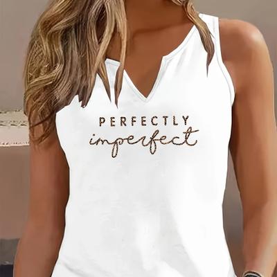 "TEMU Women' Sleeveless V-neck Tank Top With "perfectly " - Casual Summer Top For Spring And Fall, Casual Wear| Tank Top|" Image