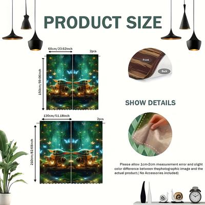 TEMU 2pcs Yoda Pattern Nursery Curtains, Semi-blackout, Used In Living Room, Vacation Home, Office, Types Of Rooms, Home Decoration Image