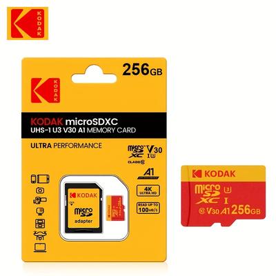 TEMU Kodak 256gb Micro Card, Class 10 4k Ultra Hd Shooting, A1 Smooth Performance, V30 Uhs-i Memory Card For Smartphones, Cameras, Drones - Includes Adapter