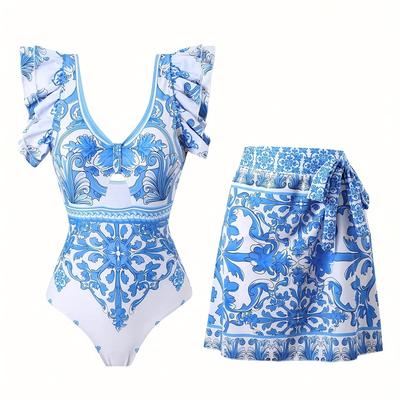 TEMU -piece Swimsuit For Women, Body-hugging And Slimming Swimwear Set With Sexy Short Skirt Image