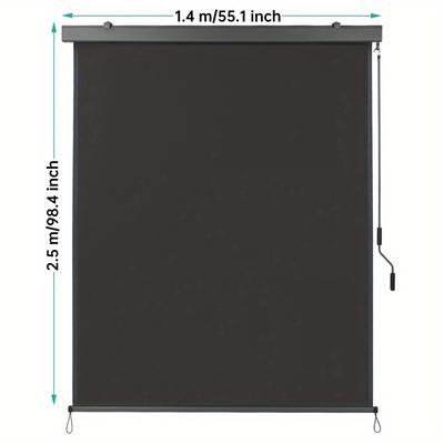 TEMU Vertical Awning, Retractable, Hand-crank Balcony Shade, Sun Protection + Wind Protection, With Hand Crank, Polyester Fabric + Aluminum Frame, Suitable For Balcony, Terrace, Courtyard, Garden Image