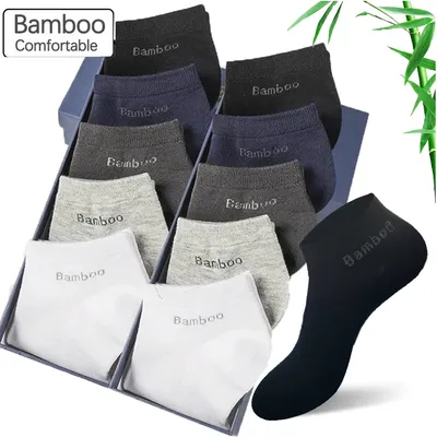 5/10/15 Pairs Men's Bamboo Fiber Socks Short High Quality New Casual Breatheable Anti-Bacterial Man Ankle Socks Men Size 38-45