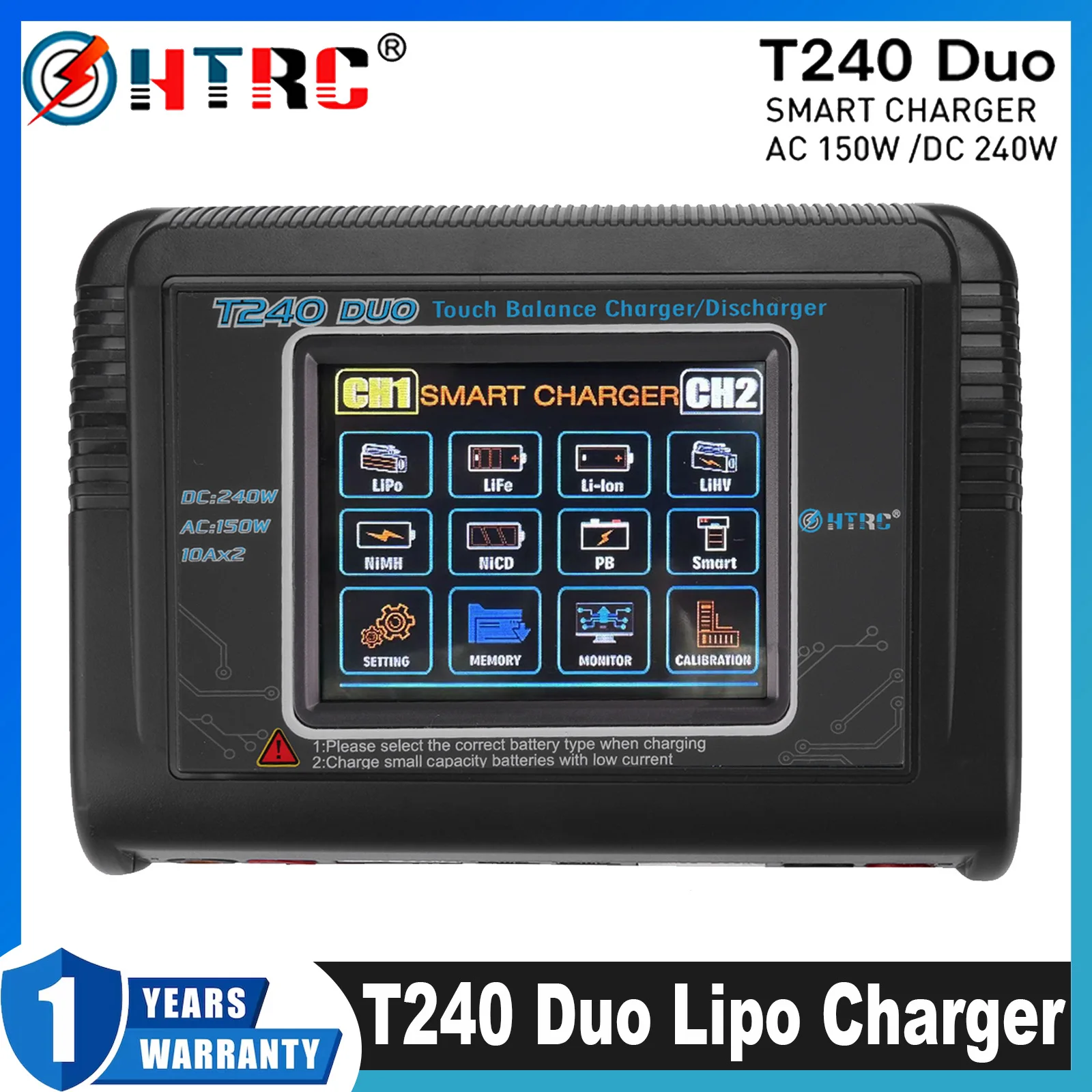 HTRC T240 DUO Lipo Ladegerät RC Ladegerät AC 150W DC 240W 10A Dual Kanal Batterie RC Modell Balance ladegerät Entlader Für RC Spielzeug