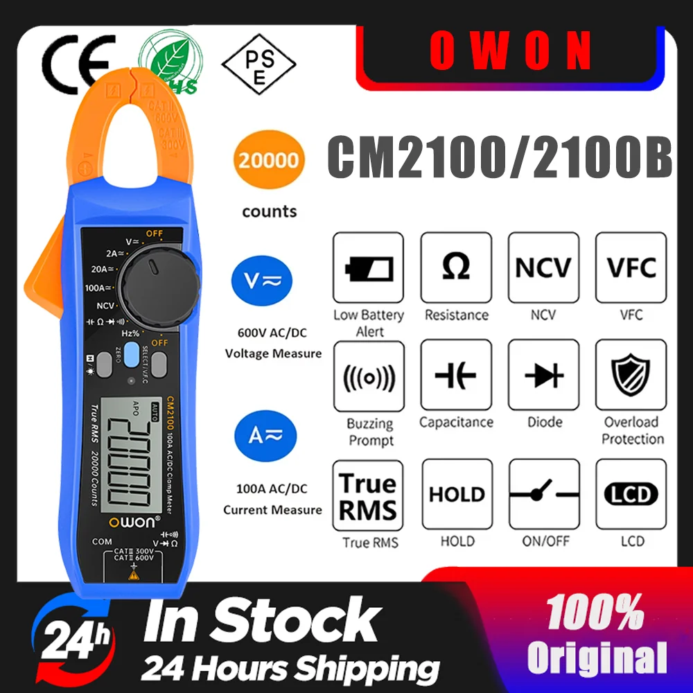 OWON CM2100 CM2100B Digitalmultimeter Hochpräzise 20.000 Zählungen AC/DC Stromzangentester True RMS VFC Diode Tragbares Amperemeter Image