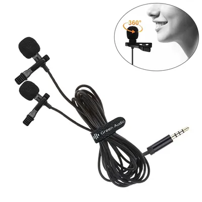 Professional Dual Mini Lavalier Microphone 3.5mm Mini Collar Clip Microphone Mic Studio Lapel Condenser Smartphones Microphone