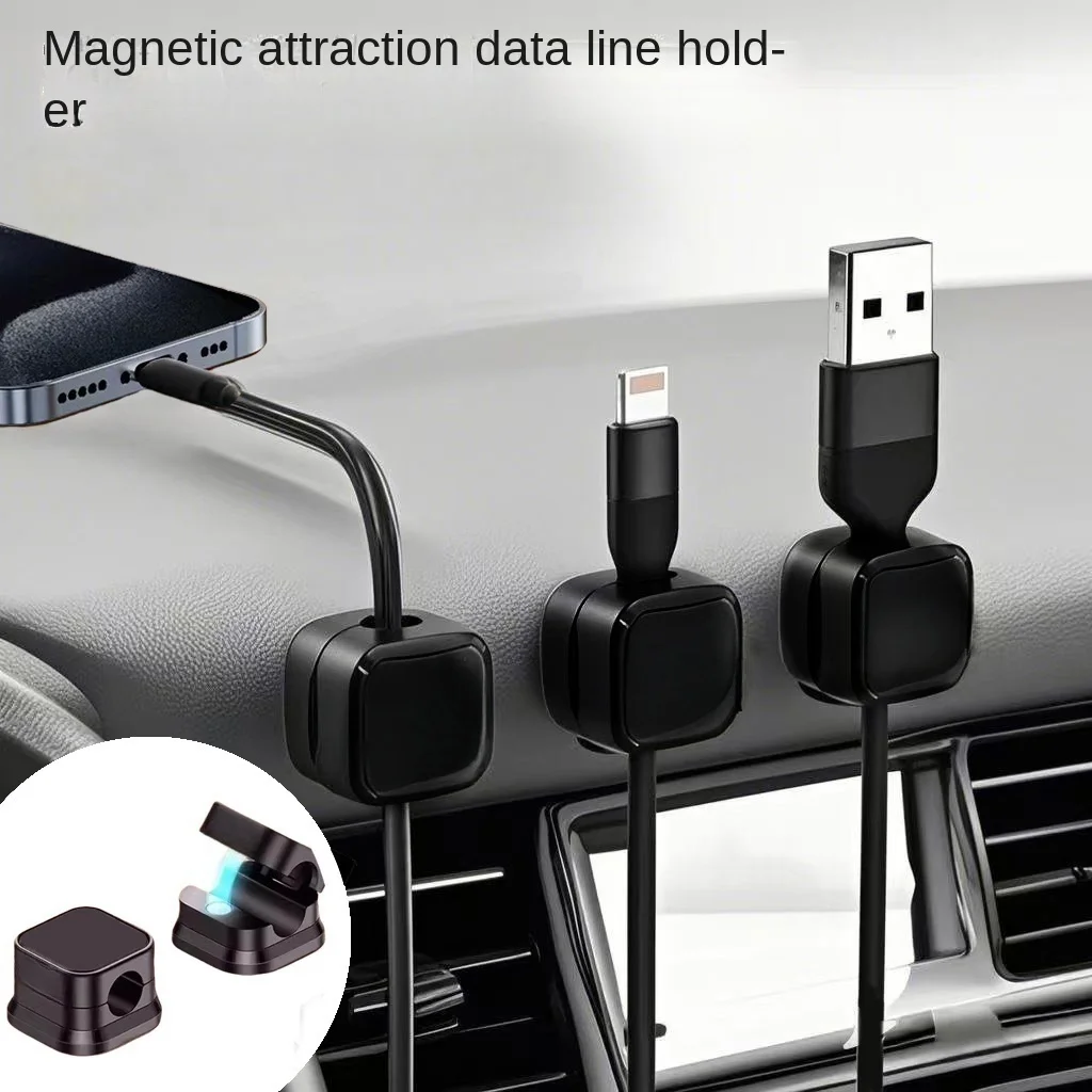 Desktop-Quittungsdatenkabel, magnetischer Kabelclip, selbstklebender Kabelclip, sanftes Ziehen, Ladekabel, Clip für Auto/Zuhause/Büro Image