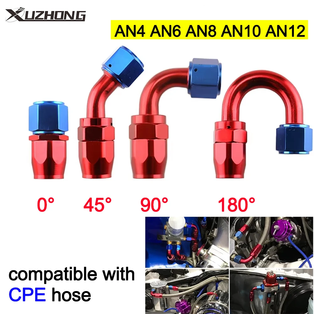 1 Stück AN4 6 8 10 12 gerade 0 ° /45 ° /90 ° /180 ° Grad Aluminium Drehschlauchende Fitting Adapter Öl Kraftstoffleitung NPT STECKER TF-1001 Image