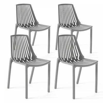 Oviala - 4er-Set Gartenstuhl aus Kunststoff Grau Image