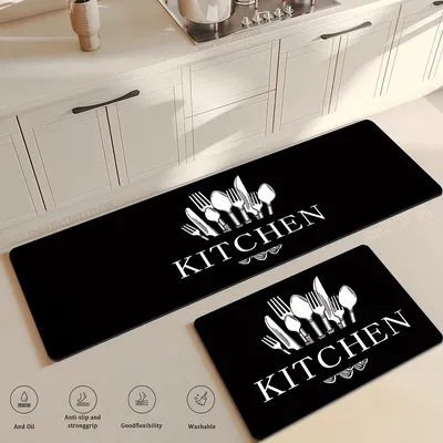 Kitchen Rug Waterproof Oilproof Kitchen Mat Printed Antislip Mat Soft Bedroom Corner Rug Living Room Large Floor Carpet Doormat