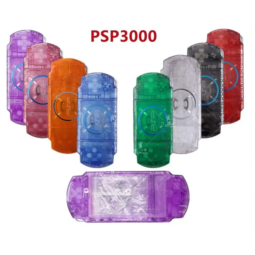Transparent Crystal Colors For PSP3000 PSP 3000 3004 Game Console Shell Replacement Full Housing Cover Case with Button kit