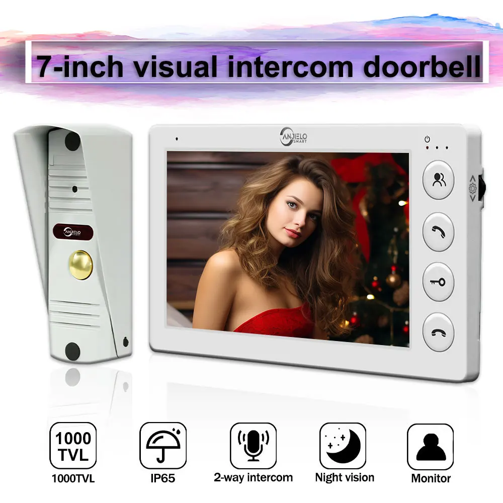 1000tvl 4 Draht 7 Zoll Video Türklingel Gegensprechanlage für zu Hause Image