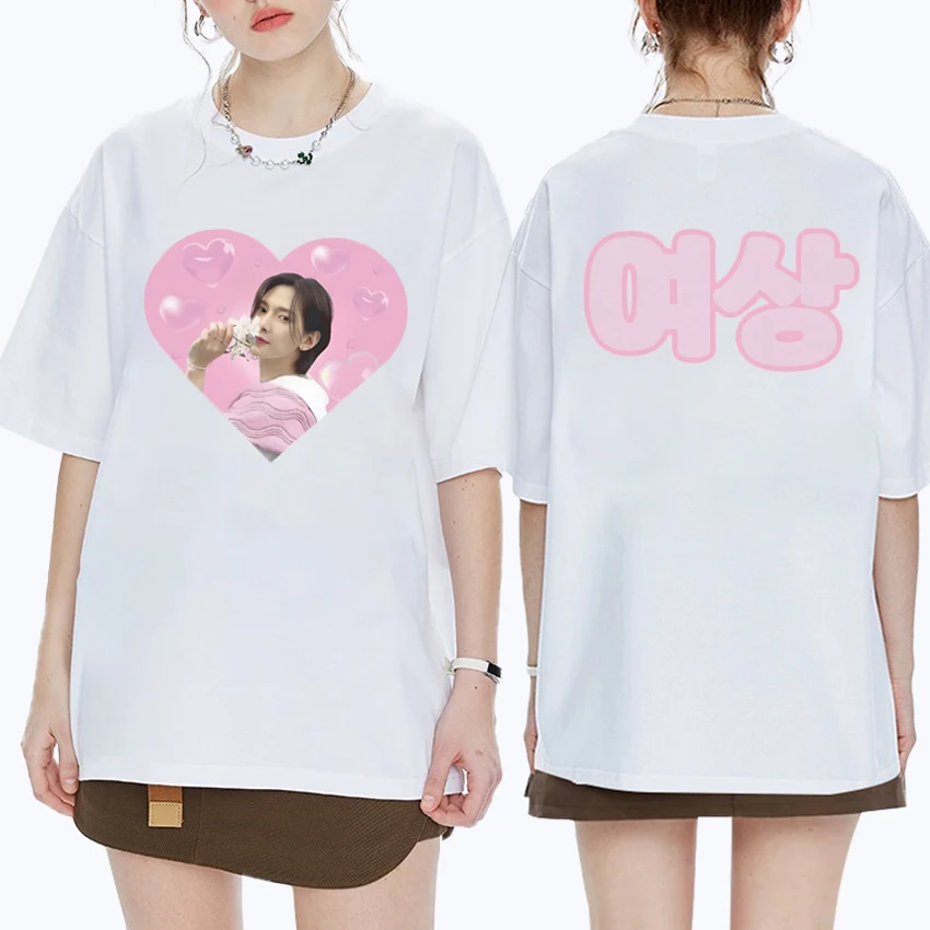 Kpop ATEEZ Yeosang Trend doppelseitig bedruckte T-Shirts 2025 Männer Frauen Mode Y2k Kurzarm T-Shirt Unisex 100 % Baumwolle Tops Image