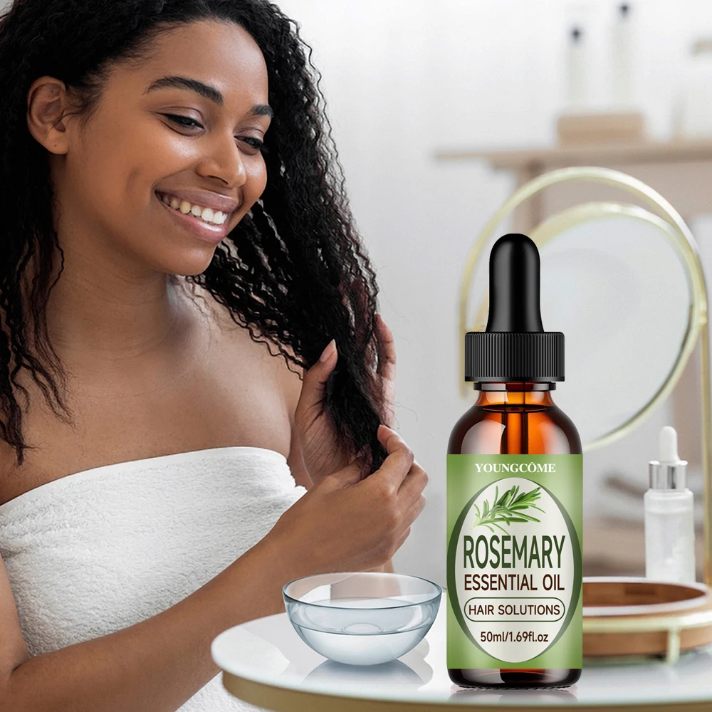 Ätherisches Rosmarinöl nährt, fördert das Wachstum, schützt vor Schäden, reduziert Haarausfall, repariert, verbessert Frizz, verhindert Haarausfall Image