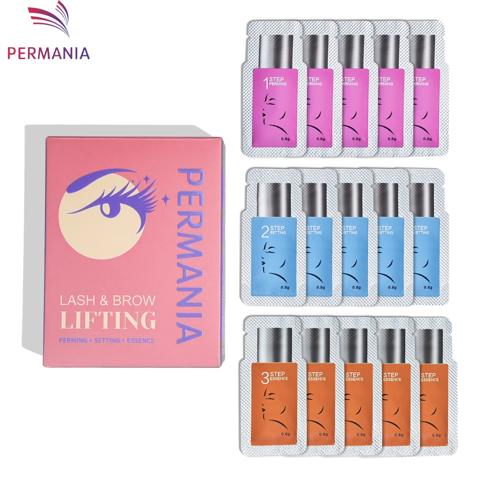 PERMANIA NEU 5–8 Minuten Fast Lash & Brow Lift Wimperndauerwellen-Set, Beutelnummer # 1 # 2 # 3-Setting Lotion Curling Perma Makeup Tool Image