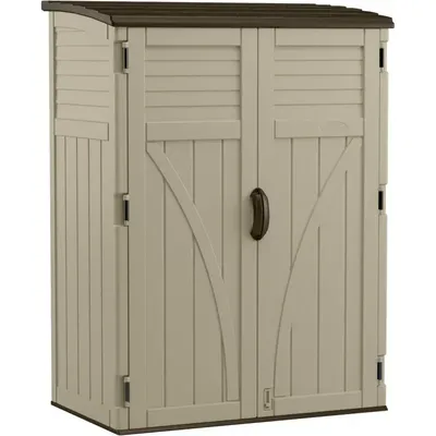 54 Cubic Feet Vertical Storage Shed with Durable Plastic Construction,Multiple Wall Panels and Ample