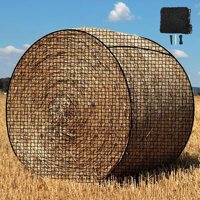 Large Round Bale Hay Net 5x5 ft for Horses, Heavy Duty Slow Feed Hay Net with Knotless Design and