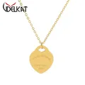 O-JOId Love Pendentif Coeur Minimaliste en Acier Inoxydable pour Femme, Collier en Or Rose et