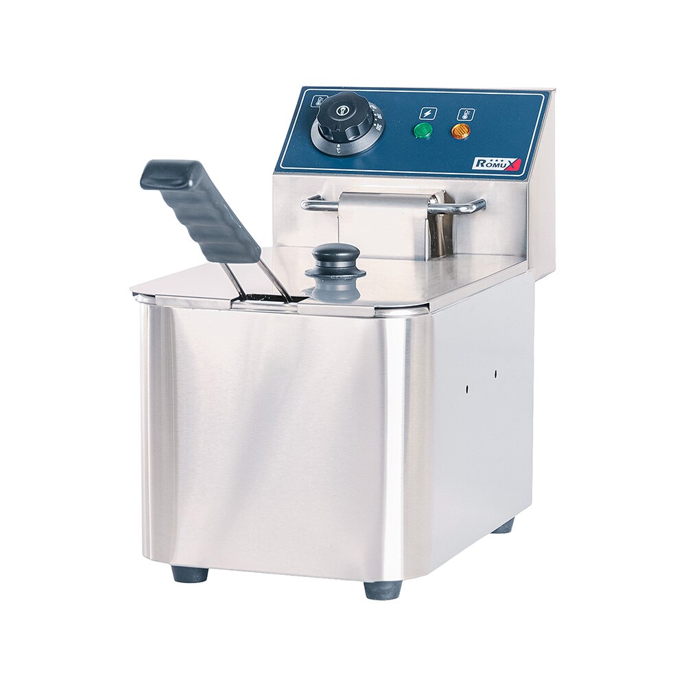 Romux® Elektrische Fritteuse Professionelle 4 Liter Tischgerät Einfach | Fritteuse aus Edelstahl 2000 W mit Sicherheitsthermostat Image