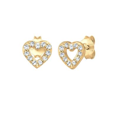 Elli Ohrringe Ohrstecker Herz Kristalle 925 Silber goldfarben Damen Image