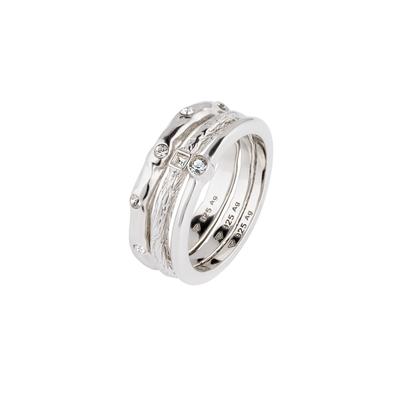 Elli - Glas Kristalle Weiß 3er Set 925 Sterling Silber Ringe 1 ct Damen Image
