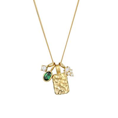 Elli PREMIUM - Münze Organic Zirkonia Grün Weiß 925 Sterling Silber vergoldet Ketten 1 ct Damen Image