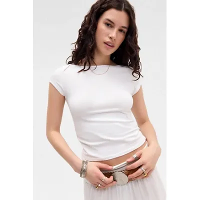 UO Alice Slash T-Shirt - White S at Urban Outfitters
